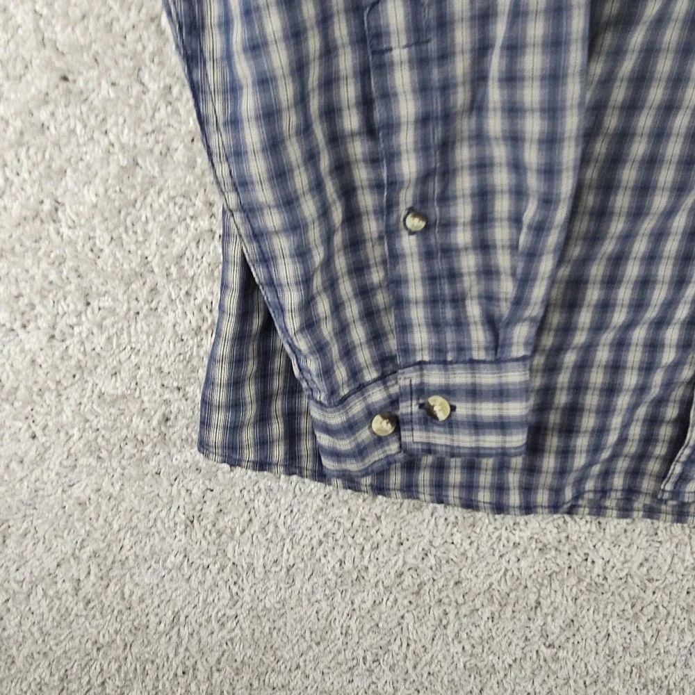 Vintage The North Face Hiking Button Up Plaid Front Zip Pocket Shirt Mens Large